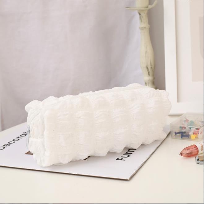 Пенал Cream Puff Niche Высокая эстетическая ценность Однотонный цвет Большая вместительная сумка для хранения Трехмерная сетчатая сумка для канцелярских принадлежностей