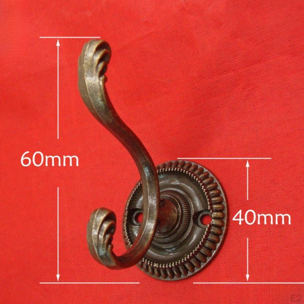 3Pcs Vintage Design Coat Hooks Door Zinc Alloy Accessory Simple Assembly for Wooden Surface