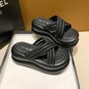 Fashion 7CM Heels Chunky Slippers Women Cross Strap Platfrom Wedge Sandals Woman Summer Fashion Thick Bottom Beach Sandalias Mujer 2024