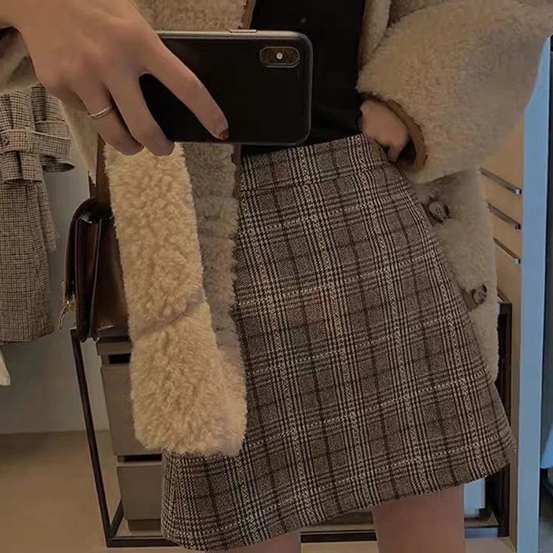 Skirts Women Plaid Slim Korean Style Casual All-match High Waisted Spring-autumn Comfortable Student Club Female Harajuku