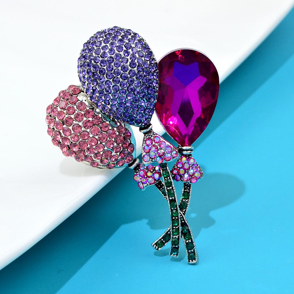Big Crystal Balloon Brooches For Women Cute Color Romantic Office Party Rhinestone Brooch Pin Friends Jewelry Gift