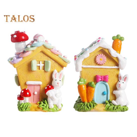 Миниатюрные фигурки домиков, маленькая пасхальная статуэтка пряничного домика в виде кролика, смоляное микроландшафтное украшение для стола, декор для домашней вечеринки