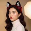 Soft Plush Faux Fur Headwear Red Black Halloween Hair Hoop Wolf Ears Headband  Club Events