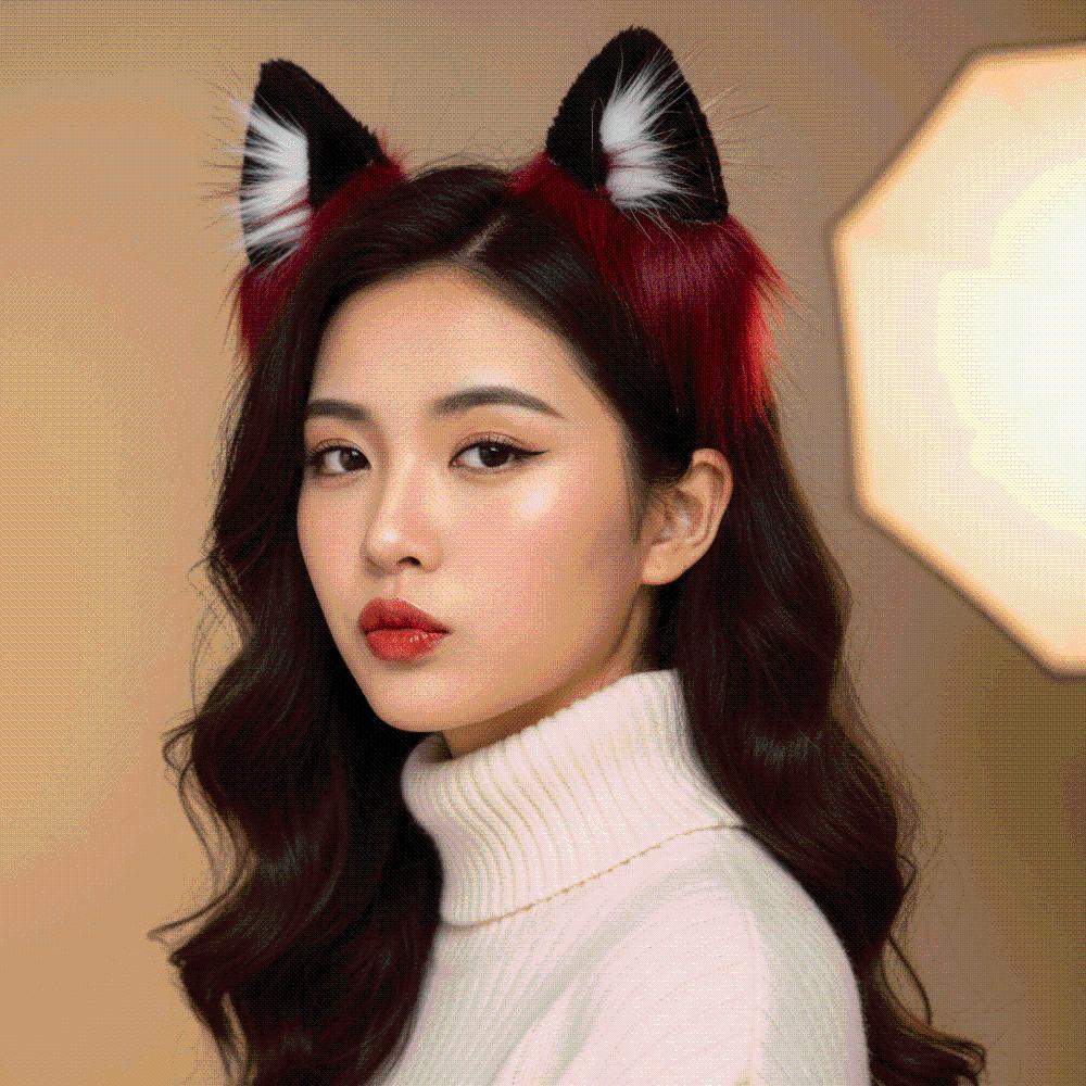 Soft Plush Faux Fur Headwear Red Black Halloween Hair Hoop Wolf Ears Headband  Club Events