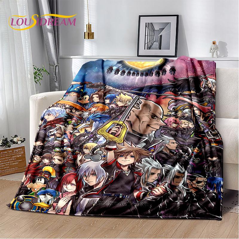 Cartoon Kingdom Hearts Games 3D Soft Flannel Blanket for Beds Bedroom Sofa Picnic,Throw Blanket for Cover Outdoors Leisure Gift