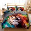 Принт Красочный Лев Тигр Постельное белье Европейский узор Набор пододеяльников Размер Квин Кинг 2/3 шт. Постельные принадлежности Постельное белье Для мальчиков Девочек