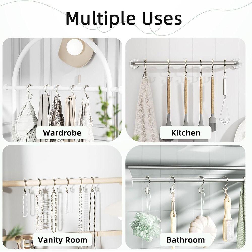 12Pcs Double Sided Shower Curtain Hooks Free Sliding Bathroom Shower Hangers Home