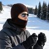 Шапка для защиты от холодной погоды, мужская вязаная шапка-шарф с капюшоном, теплая балаклава-капюшон для зимней погоды, ветрозащитный шарф-бафф, шапка-бини, для езды на велосипеде на открытом воздухе