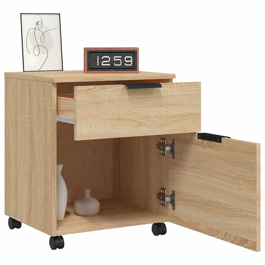 Mobile Filing Cabinet with Casters Sonoma Oak Finish 45 x 38 x 54 cm