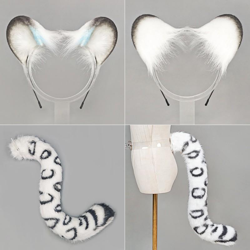Snow Leopard Ears Tail Set Adult Cosplay Costume Fluffy Animal Headband Accessory Inspired By Archer Character