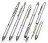 Moss green grained leather pen metal touch silver stick and silver set case, 3-mecha SASMG-ALST-3MS