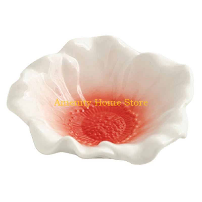 F26C Ceramic Flower Gradient Jewelry Tray for Contemporary Decoration
