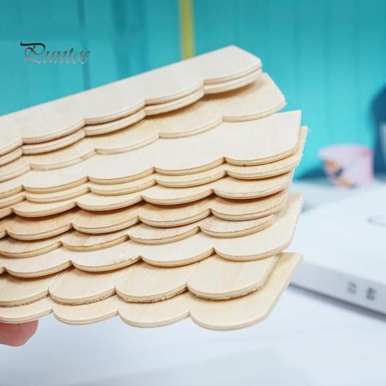 12шт 1/12 кукольный дом деревянная черепица DIY миниатюрная комната живопись аксессуар