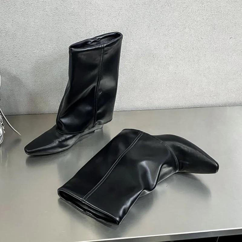 Модные Eilyken Осенние Клиновидные Каблуки Женские Ботильоны Складной Заостренный Носок Обувь Современные Короткие Ботильоны Zapatos De Mujer