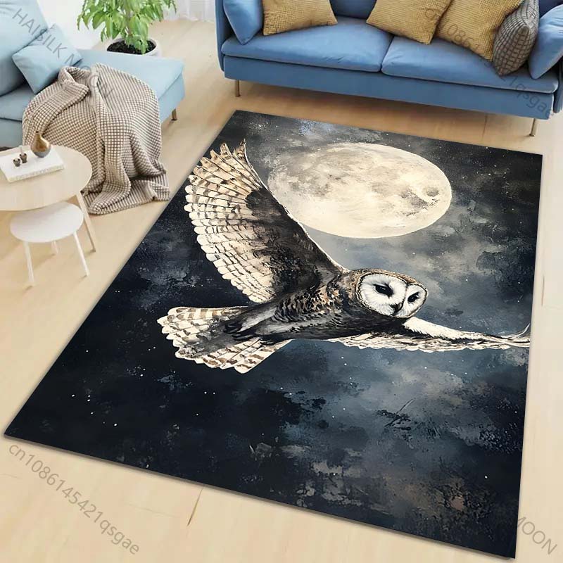 1PC Owl flying in night sky Pattern Rug Carpets for Bedroom Living Room Sofa Mat Creative Door Mat Cloakroom Home Decor