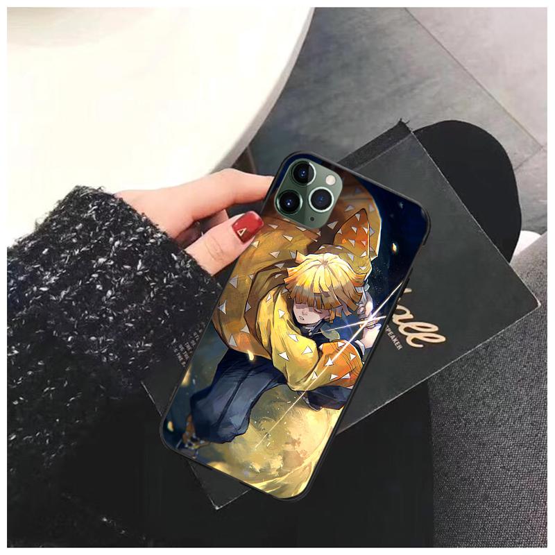 Чехол для телефона Demon Slayer Agatsuma Zenitsu Anime для iPhone 14 13 12 11 Pro MAX X XS Max XR Mini SE 7 8 Plus Black Funda Coque