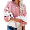Women's Fall/winter Irregular Geometric Color Matching Pullover Knitted Loose Large Temperament Commuter Crew-neck Sweater