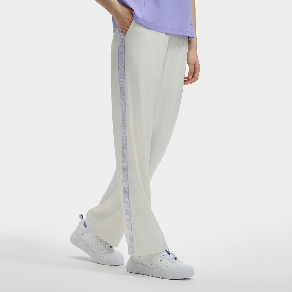 Fila Дворец Лувр Мода Прямые Штанины Ретро Спорт Пэчворк Широкие Штанины Повседневные Брюки Женские брюки Паровой-Белый F11W431802FIV