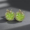 Милые серьги-гвоздики в виде зеленых хрустальных яблок для женщин, модная бижутерия, подарок