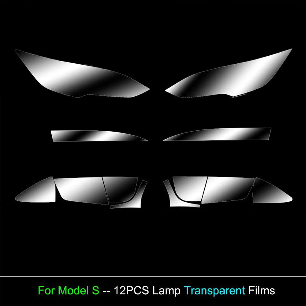 TPU Blackened Headlight Taillight Foglight Protective Film for Tesla Model X For Model S 2024 Black Color Changing Films