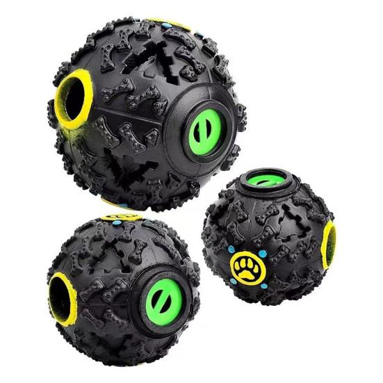 Dog Treat Ball Toy Squeaky Interactive Pet Feeder Toy Dog Chew Ball Food Dispenser for Teeth Grinding
