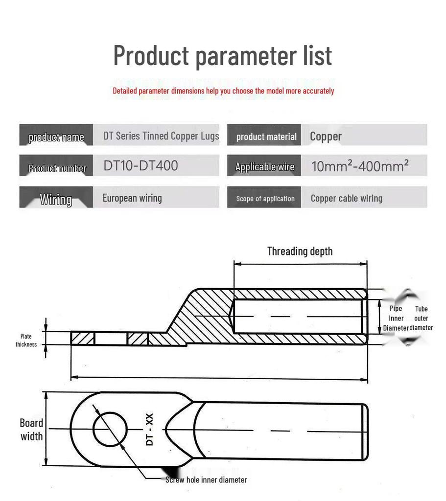 Луженые медные проволочные клеммы DT240/300/400 - Соединители закрытого типа