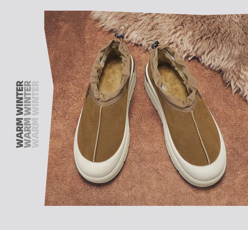 Мужские зимние полуботинки Plus Velvet Warm Cotton Low-Top - Толстая подошва, тренд для активного отдыха, рабочая одежда, 5 сезонов