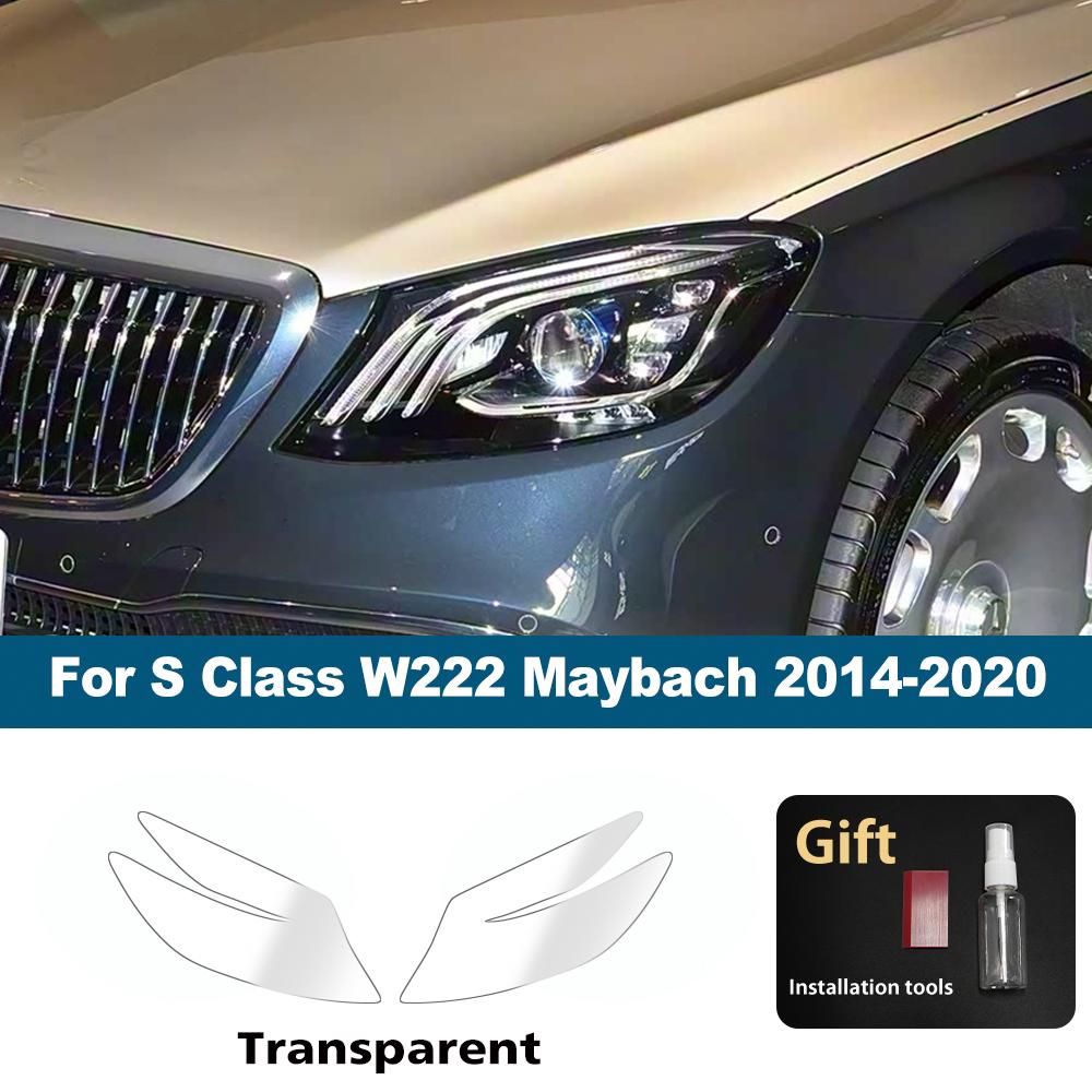 For Mercedes Benz A/B/C/E/S Class Smoke Black High Gloss Pre-Cut TPU Headlight Protective Film PPF Anti-Scratch Vinyl Wrap Kit