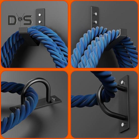 Комплект для настенного крепления Battle Rope, крючок для хранения, настенная стойка для фитнес-веревки, металлические стальные анкеры, многофункциональный органайзер для боевых веревок для домашних и коммерческих спортзалов