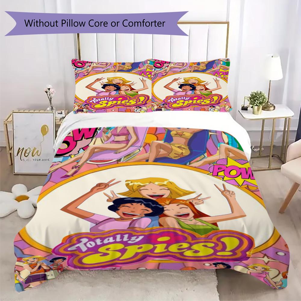 Totally Spies Pattern Bedding,Quilt Set Quilt Cover Pillowcase Home Birthday Gift (1*duvet cover+2*pillowcase,without core)ZSJT0917299