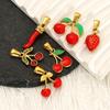 Personality High Sense Summer Fruit Strawberry Cherry Oil Drop Pendant Women'S Necklace