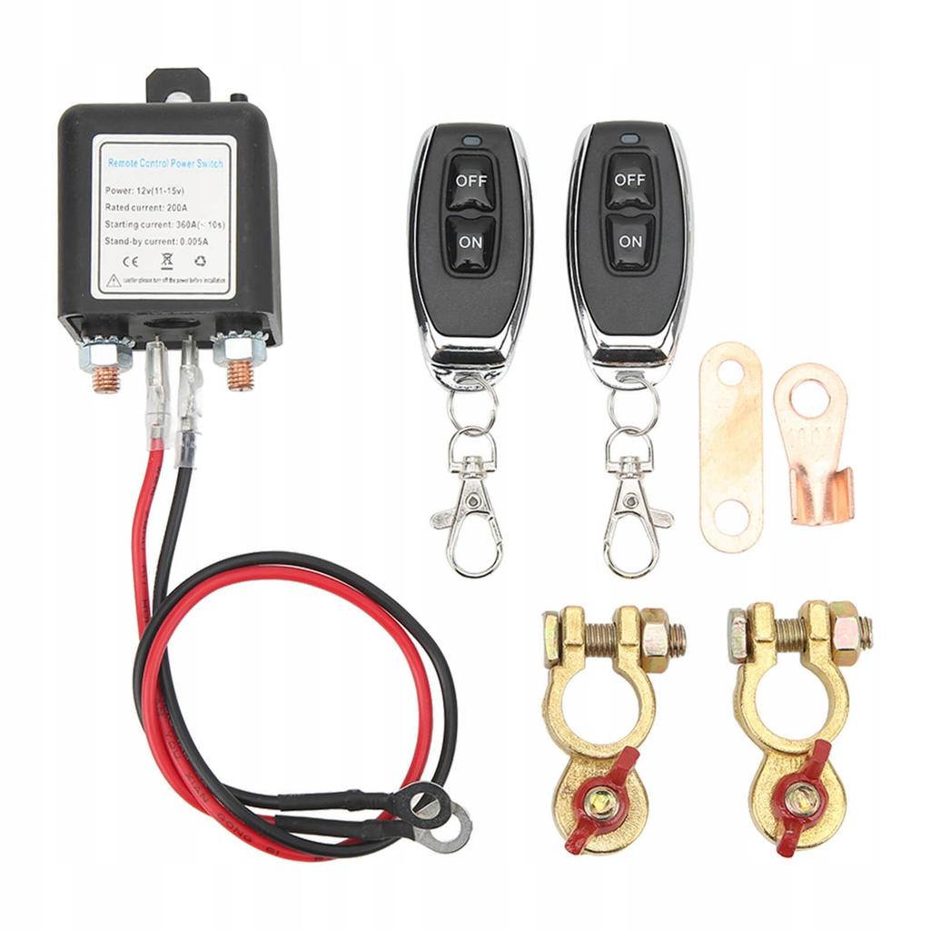 Zdalny automatyczny wyłącznik odłącznik akumulatora 12V 200A 2x pilot