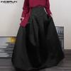 Men Women High Waist Zip-up Smooth Casual Ruffled Pleated Swing Skirts