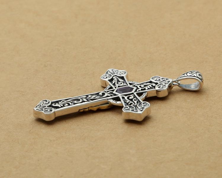 S925 Sterling Silver Korean-Style Virgin Mary Cross Pendant for Men and Women