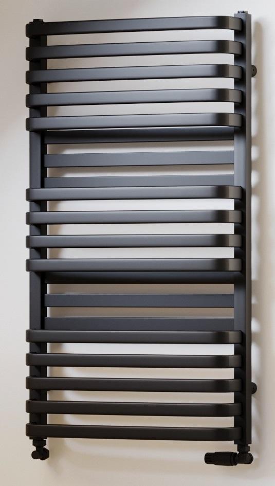 Luxrad Plus New bathroom radiator 934 x 530 mm matt black page.
