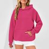 Fall Winter Women Hoodie Loose Big Patch Pocket Loose Solid Color Hooded Elastic Cuff Casual Daily