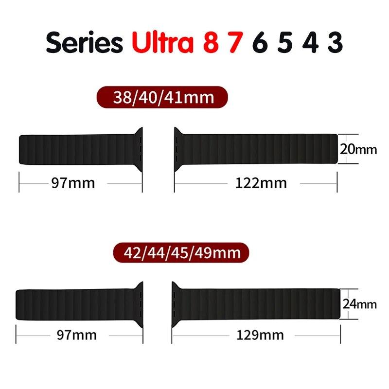 Ремешок для Apple Watch Band 44 мм, 40 мм, 45 мм, 41 мм, 42 мм, 38 мм, силиконовый браслет с магнитной петлей iWatch Series 8 7 Ultra 3 5 6 SE