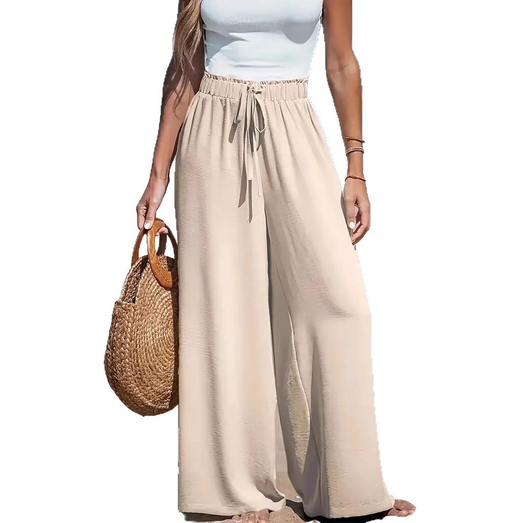 Women's Cross Border Women's Four Seasons Wide Leg Loose Drawstring Casual Fashion Pants