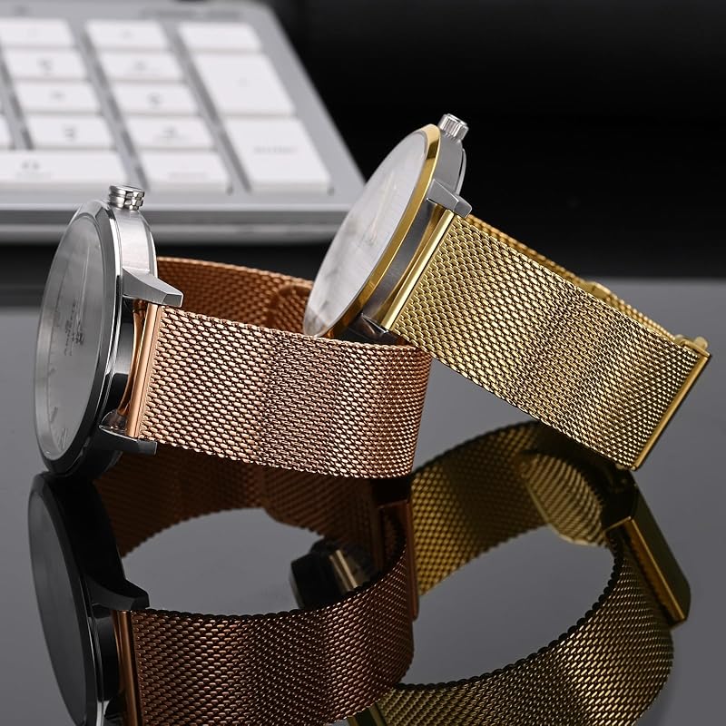 [ANNEFIT] металлический ремешок для часов 22 мм, сетчатый ремешок для часов из нержавеющей стали 316L, сменный ремень с быстросъемным креплением, золотистый