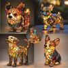 Cat Dog For Night Stands Table Lamps Stained Resin Tabletop Decoration Light
