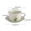 European Style Retro Ceramic Mug Flower Pattern Coffee Cup and Saucer Afternoon Tea Cup Dessert Plate Milk Juice Latte Cup Gift
