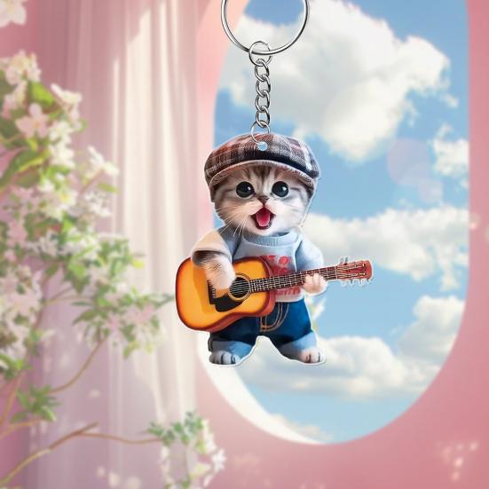 1/2 шт. гитара кошка акриловое подвесное украшение 2D плоский мультяшный пес рюкзак сумочка подвесное украшение брелок кулон