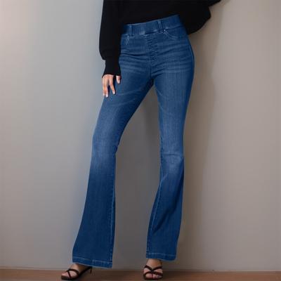 Женские эластичные расклешенные джинсы без пуговиц Джинсы без застежки Джинсовые брюки Джинсы стандартной посадки