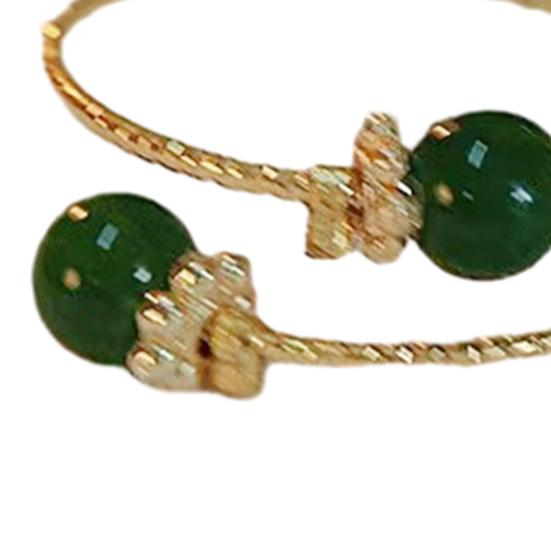 Women Ring Adjustable Opening Green Ball Design Finger Ring Retro Open Wrap Finger Band Jewelry Gift