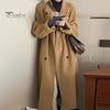 Женское зимнее пальто, двубортное, с отложным воротником, длинными рукавами, на пуговицах, свободный кардиган, шерстяное пальто средней длины для активного отдыха