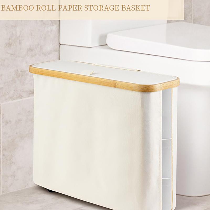 Bathroom Organizer Basket Capacity Toilet Paper Storage Basket With Lid Breathable Design Easy To For Dispenser For Bathroom