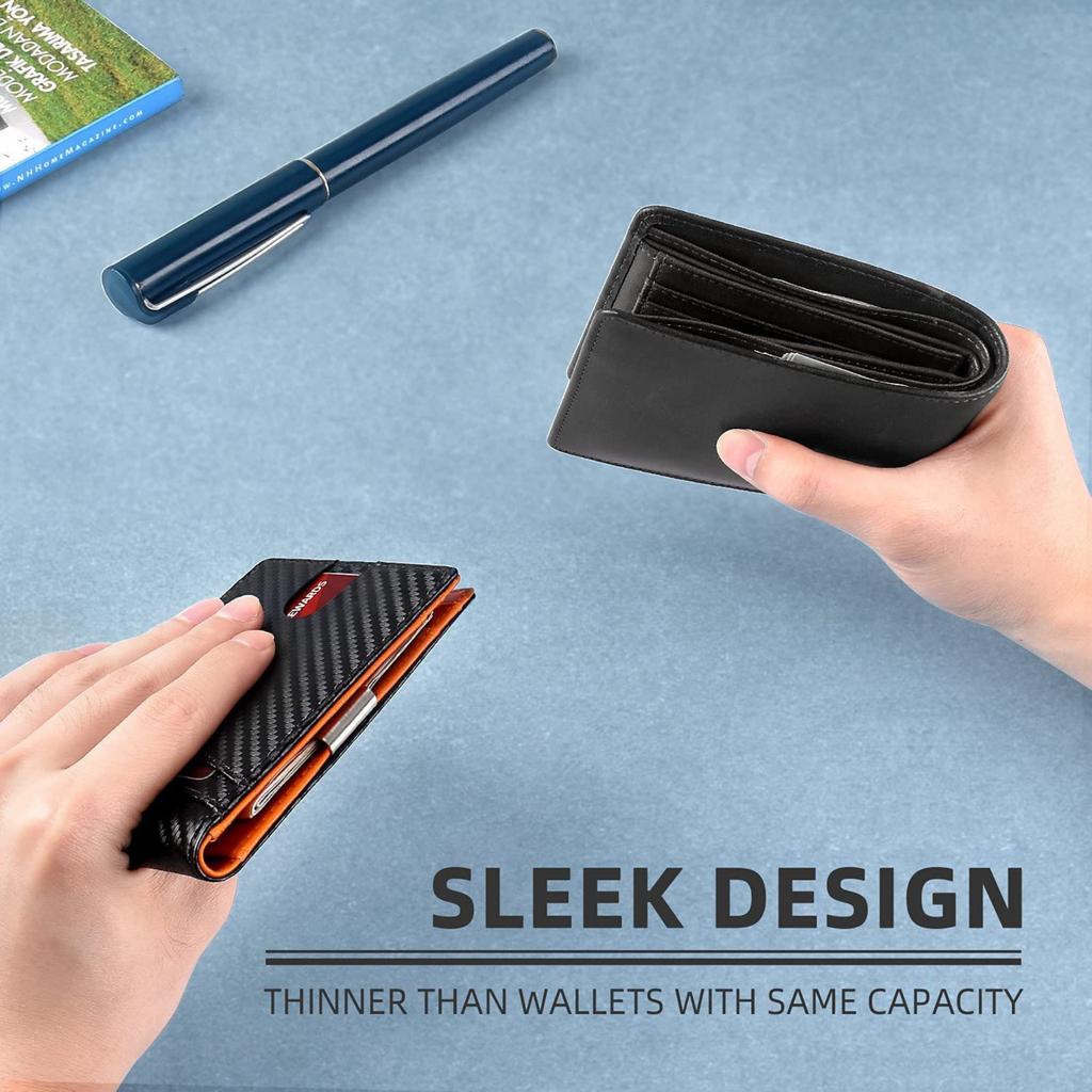 Men's Ultra-thin Wallet Europe and the United States Simple Casual RFID Dollar Clip Leather Card Bag Wallet Men Integrated