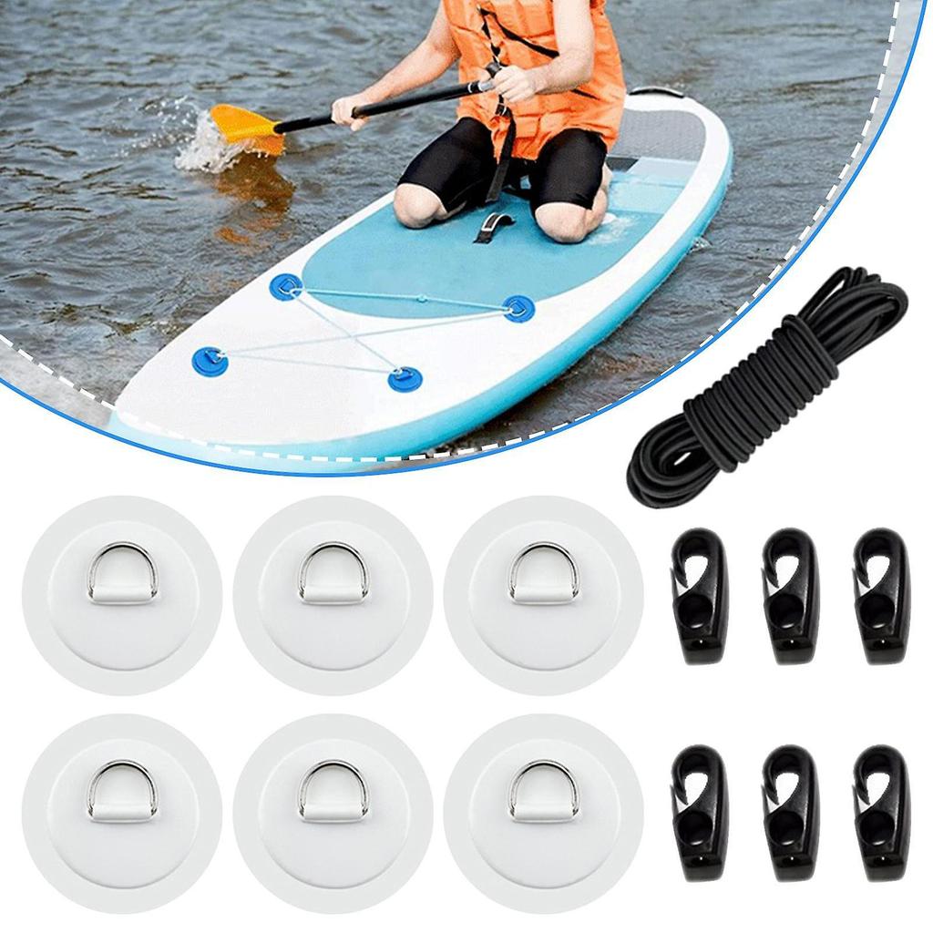 Bungee Deck Kit D Rings Pad Patch for Kayak Canoe Inflatable Boat Fishing Blue