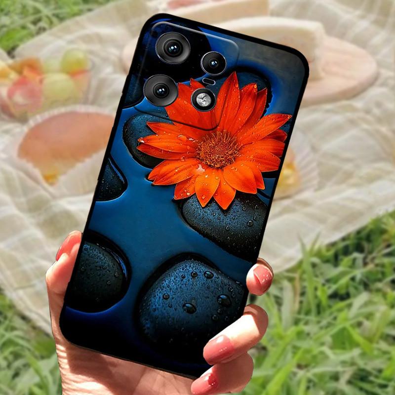 Чехол для Motorola Edge 50 Pro Модный Мраморный Силиконовый Черный Мягкий Бампер для Телефона Moto Edge 50 Pro Мультяшные ТПУ Оболочки