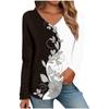 Womens Long Sleeve Tops V Neck Shirts Casual 3D Flower Print Basic Trendy Tee Blouses Fall Tunic Outfits Fitted T Shirts